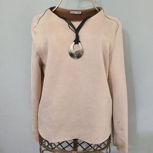 Zara Faux Suede Long‎ Sleeve Blouse